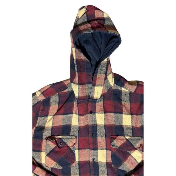 Molokai Surf Co. Shirt Mens Size 2XL Red Plaid Hooded Flannel Beach Hawaii - Picture 2 of 8